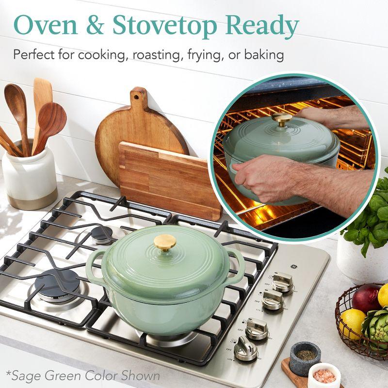 Best Choice Products Enamel Cast-Iron Dutch Oven, Heavy-Duty Cookware w/ Dual Handles, Lid & Reviews | Wayfair