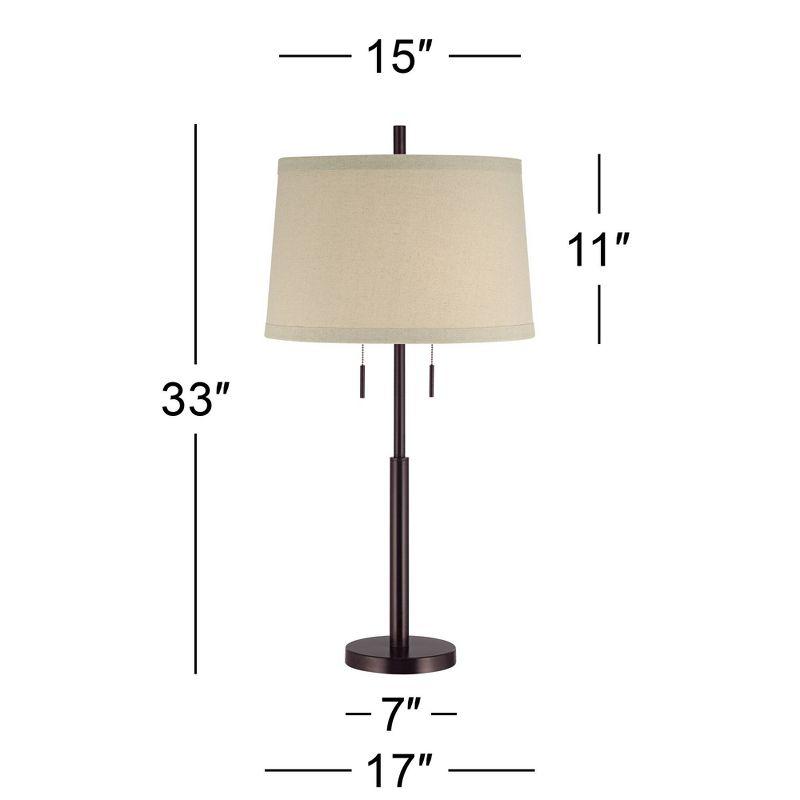 Possini Euro Design Modern Buffet Table Lamp 33" Tall with USB Charging Port Dark Bronze Drum Shade for Bedroom Living Room Office