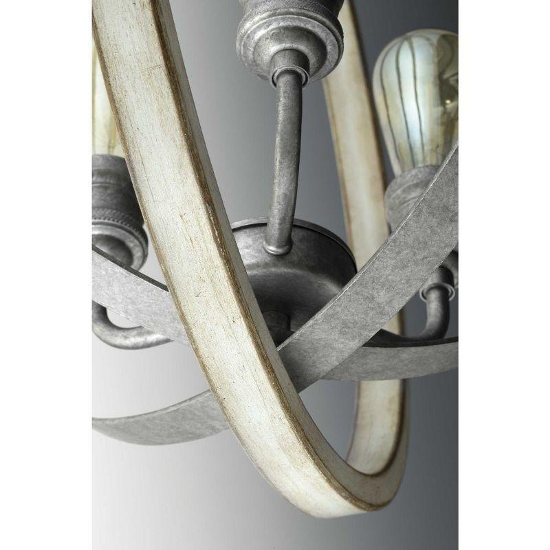 Progress Lighting Conestee 6-Light Pendant, Steel, Graphite, Armillary-Style Frame, Galvanized/Antique White Finish