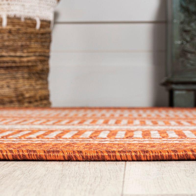 5' x 8' Haynes Modern Double Stripe Indoor/Outdoor Area Rug, Orange/Cream - JONATHAN Y