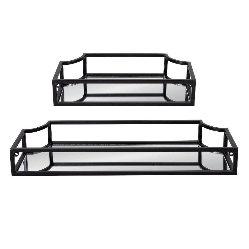 Kate and Laurel Ciel Scalloped Metal Floating Shelf, 2 Piece, Black