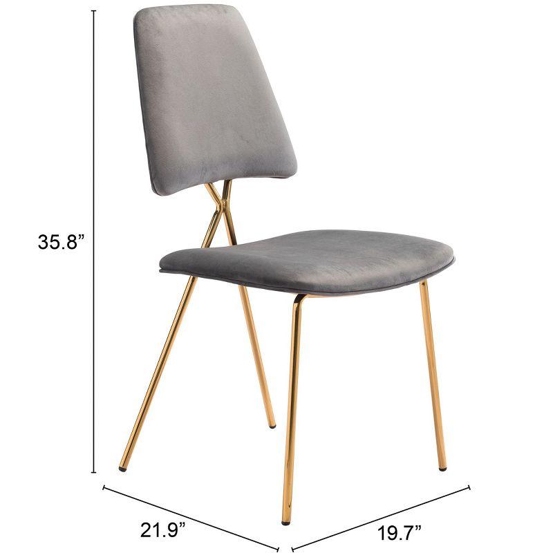Zuo Chloe Dining Chair (Set of 2) Gray and Gold