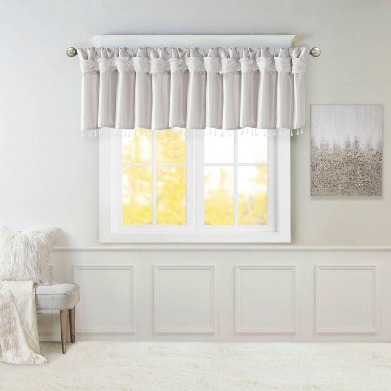 Madison Park Emilia Lightweight Faux Silk Single Valance with Beads