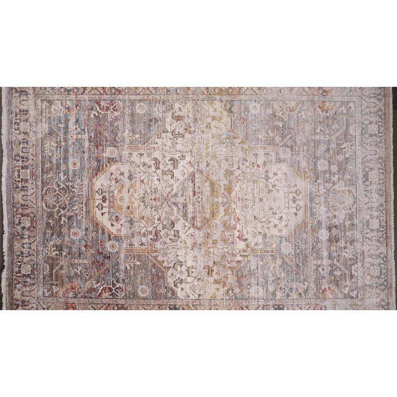 Reversible Terra Medallion Synthetic Rug in Blue - 47"x5"