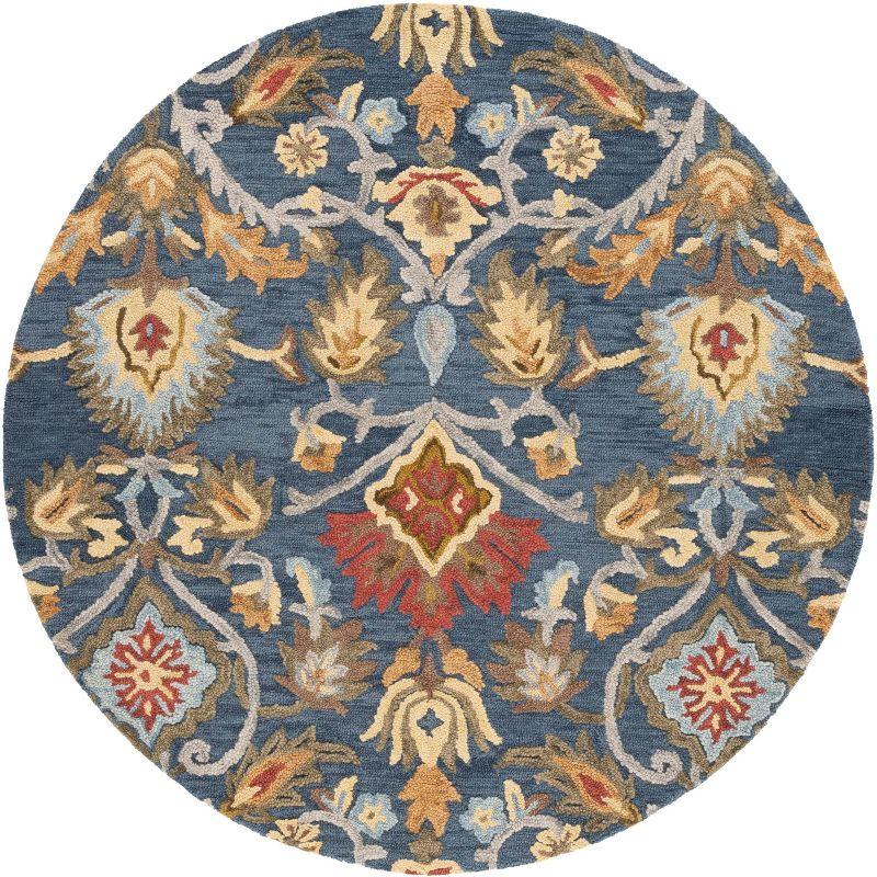 Blossom BLM402 Hand Tufted Area Rug - Navy/Multi - 4' round - Safavieh.