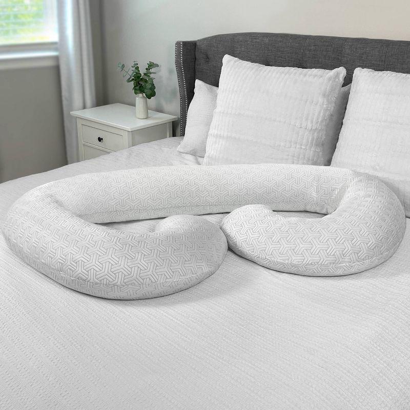 Imaginarium Body Pillow with Cooling Cover: Curved Universal Sleeper, Knitted Polyester & Polyethylene, Medium Fill Density, Machine Washable