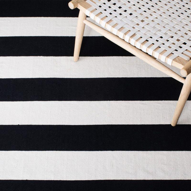 Mati Coastal Black Stripe Handwoven Wool-Cotton Runner Rug