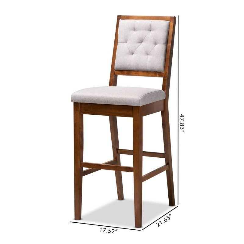 2pc Gideon Fabric Upholstered and Wood Barstool Set - Baxton Studio