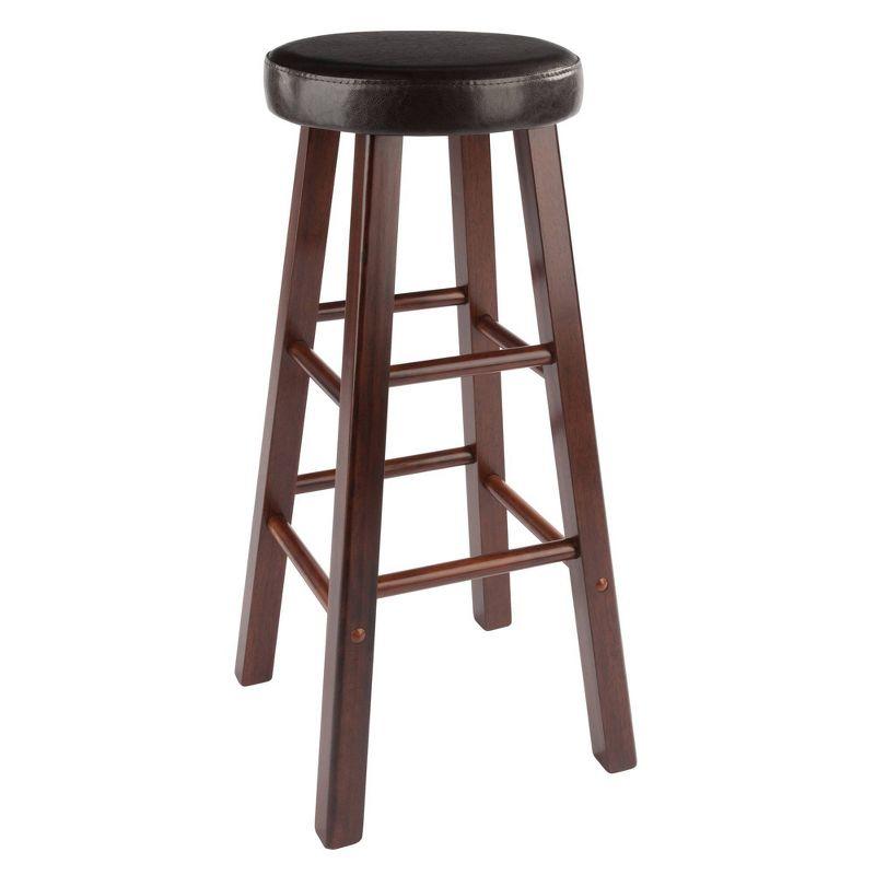 29" 2pc Maria Cushioned Barstools Walnut/Espresso - Winsome: Solid Wood, Faux Leather, Home Bar Seating