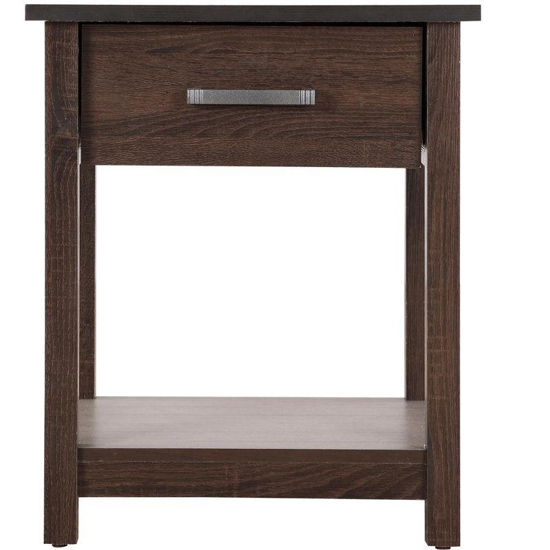 Salem Dark Brown 1-Drawer Nightstand with Open Shelf