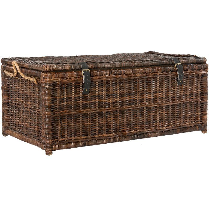 Chestnut Brown Hand-Woven Wicker Large Storage Trunk