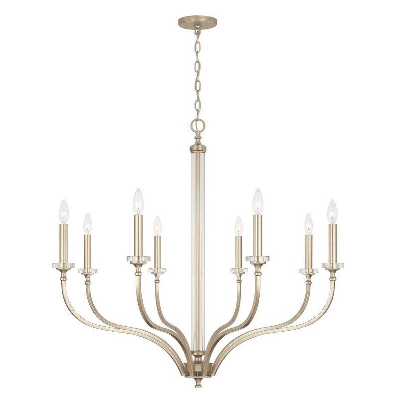 Brushed Champagne 8-Light Crystal Candle Chandelier