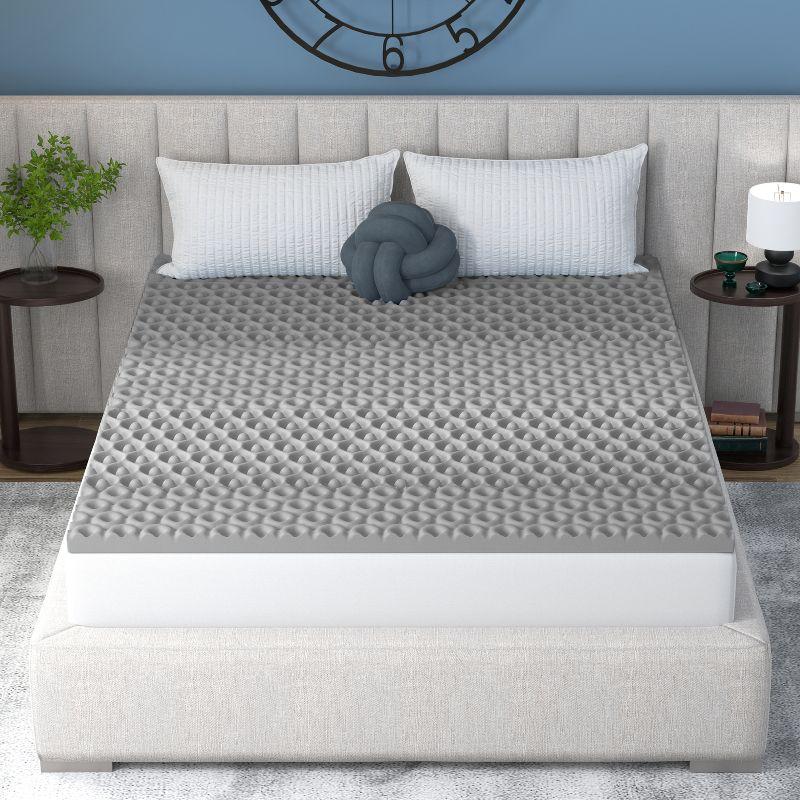 Twin Gray Gel Memory Foam Eggcrate Mattress Topper