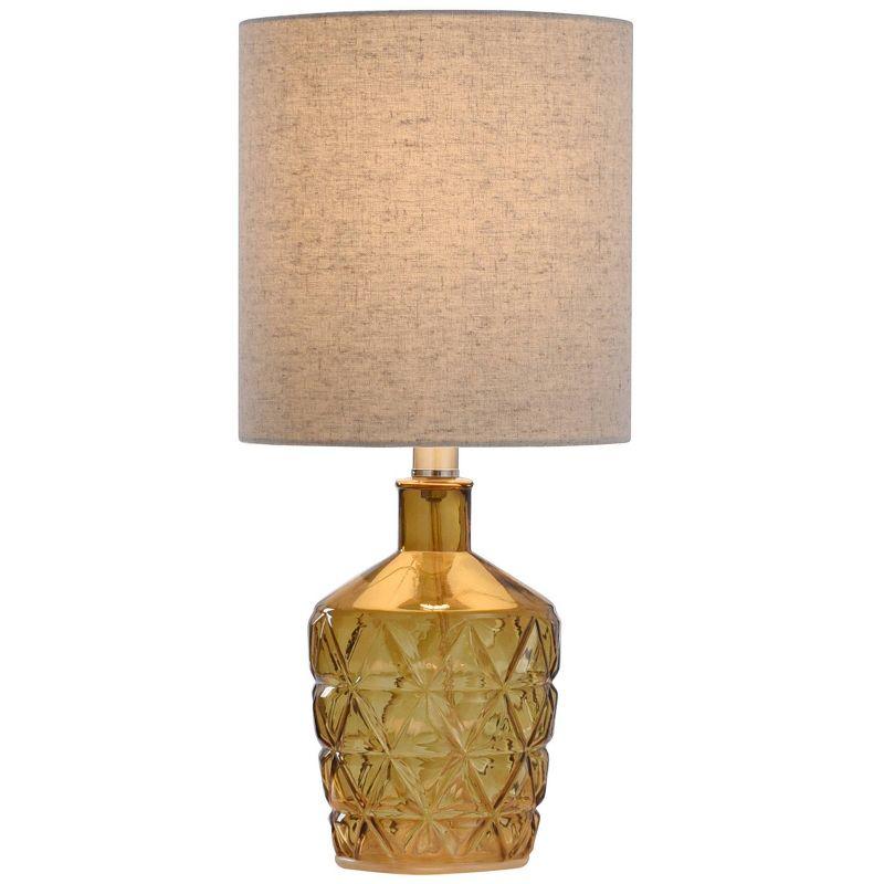 Textured Glass Accent Lamp Amber Finish White Shade - StyleCraft: UL Listed, Polyester Drum, E26 Socket