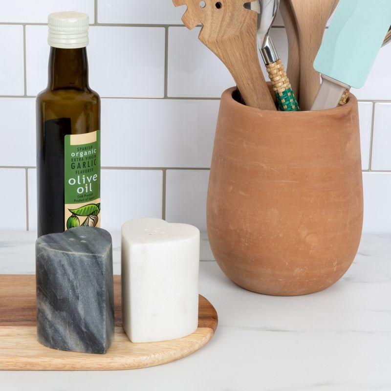 Creative Co-Op Heart-Shaped Marble Salt And Pepper Shakers