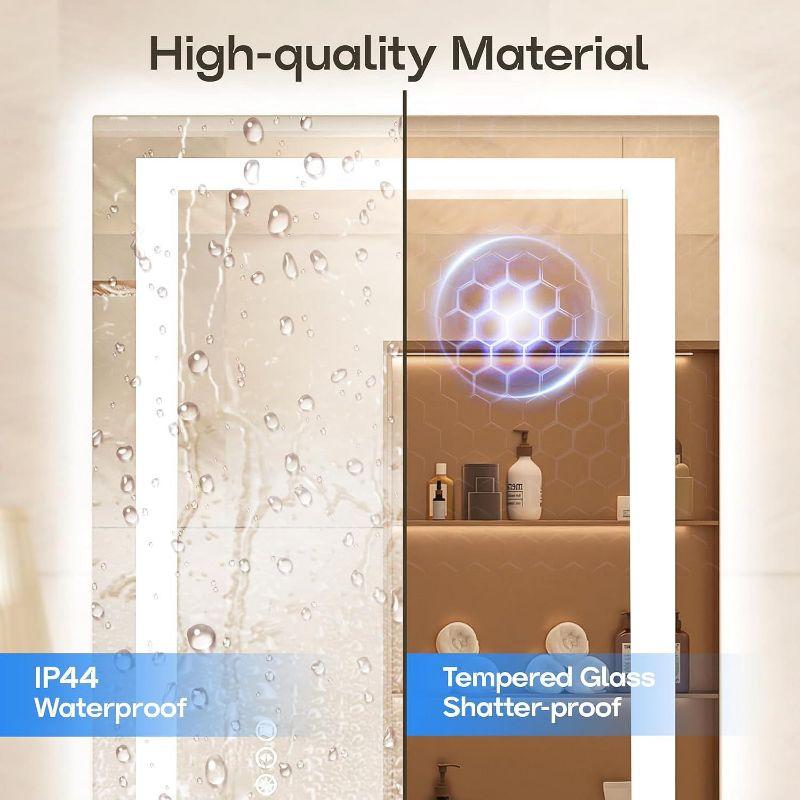 USHOWER 28x36 Inches LED Lighted Bathroom Mirror - Frontlit & Backlit, Anti-Fog, Adjustable Brightness and Color - Safety Tempered Glass Vanity Mirror