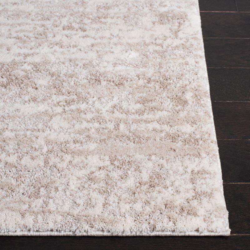 Ivory Beige Power Loomed Abstract Area Rug