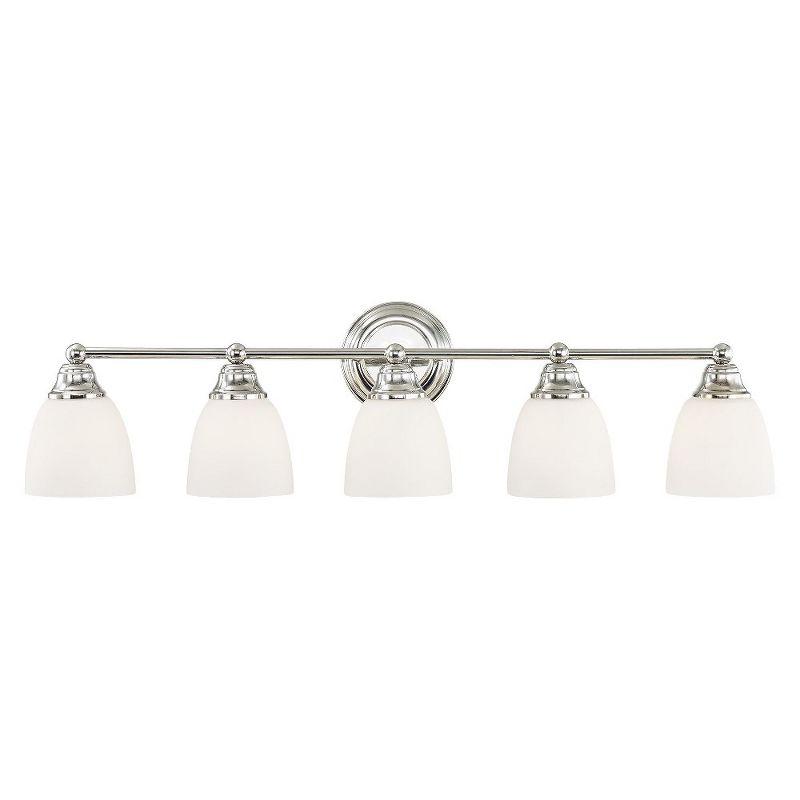 Somerville Polished Chrome 5-Light Vanity with Satin Opal Glass