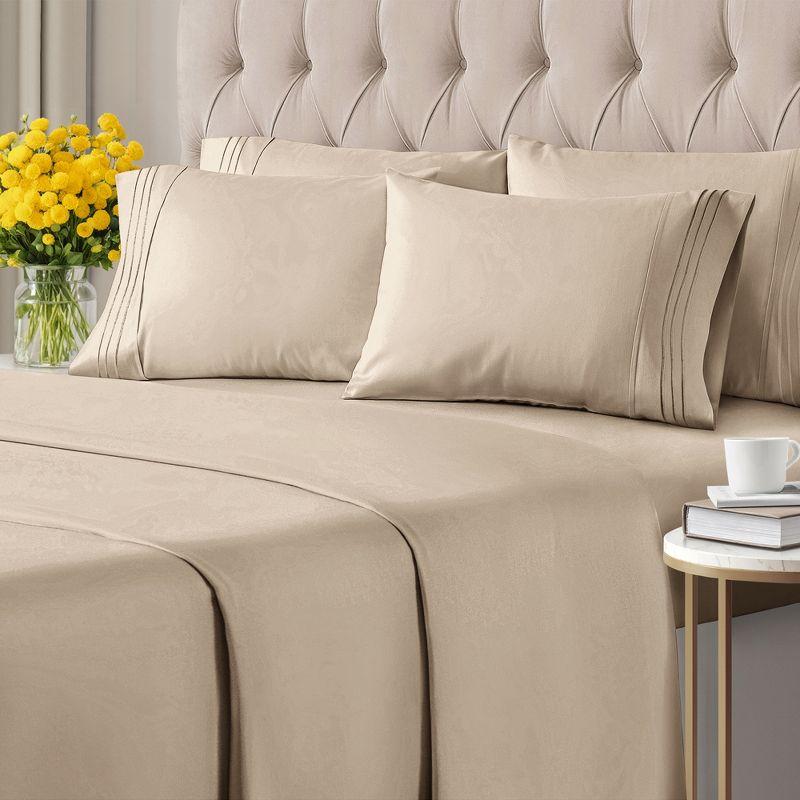 CGK Linens 6 Piece Soft & Cooling Solid Sheet Set - Wrinkle Free Luxury Bed Sheets
