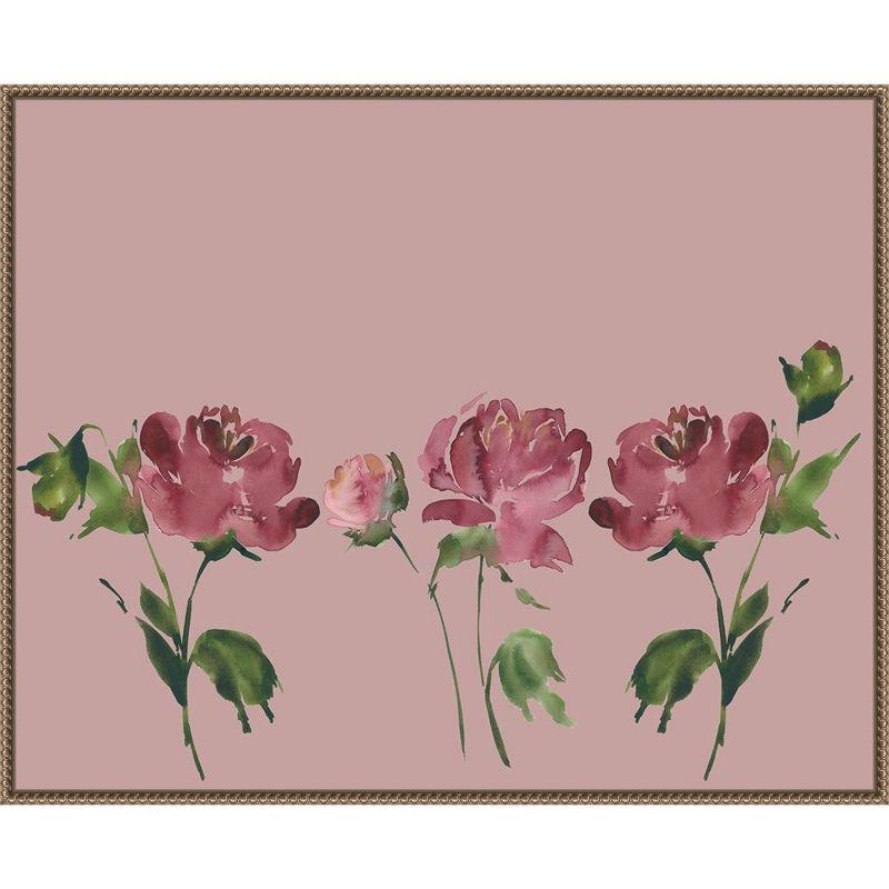 Amanti Art Trio Of Peony Blossoms by Lucille Price Canvas Wall Art Print Framed 28 x 23-in.