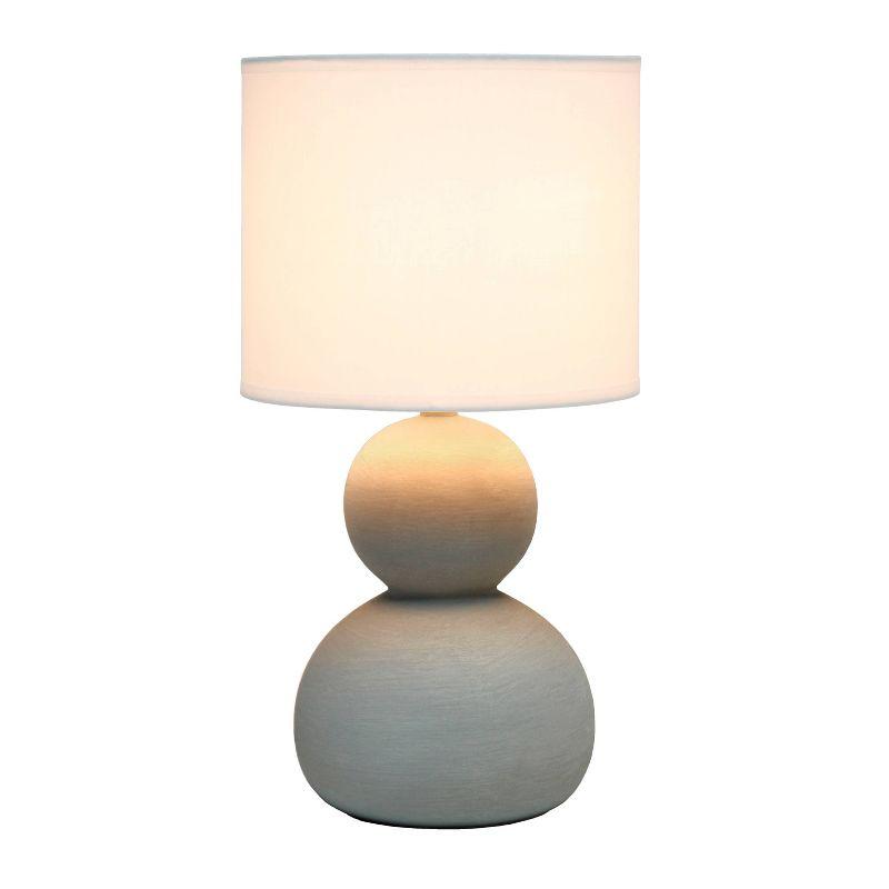 Simple Designs Stone Age Table Lamp Taupe: Ceramic Body, Drum Shade, ETL Listed, No Assembly Required