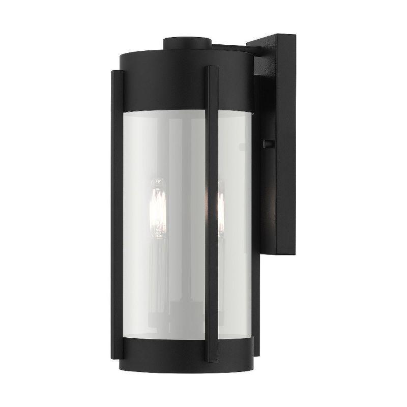 Sheridan Contemporary Black and Brushed Nickel Wall Lantern with Smoke Glass