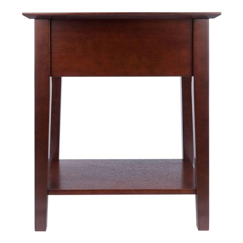 Shaker Nightstand Walnut - Winsome: Single Drawer, Open Shelf, Tapered Legs