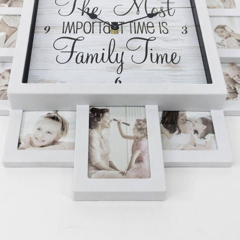 American Art Decor Farmhouse Shabby Chic 'Family Time' Picture Frame Collage Wall Clock White : Modern Square Analog Display