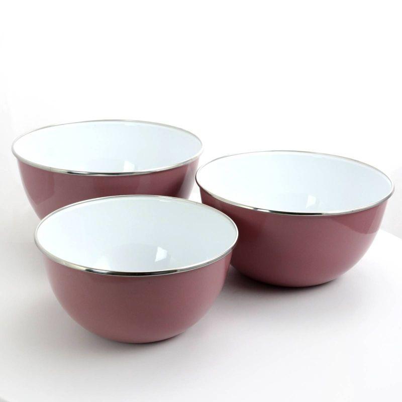 Gibson Home 6pc Steel Plaza Cafe Nesting Mixing Bowls with Lids: Large Steel Bowls, Lavender, Hand Wash Only