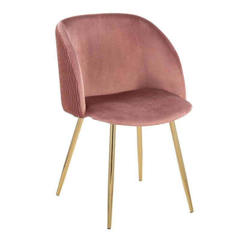 Fran Pleated Velvet Waves Upholstered Dining Chair Set - Pink