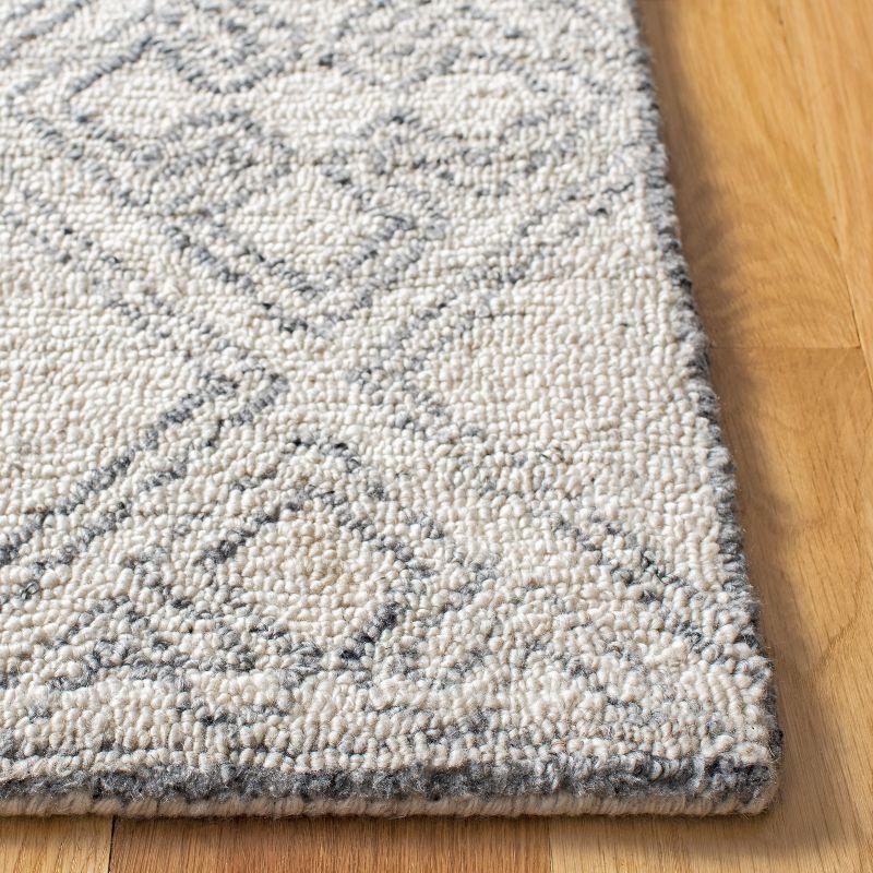 Ivory Abstract Handmade Tufted Wool Runner Rug