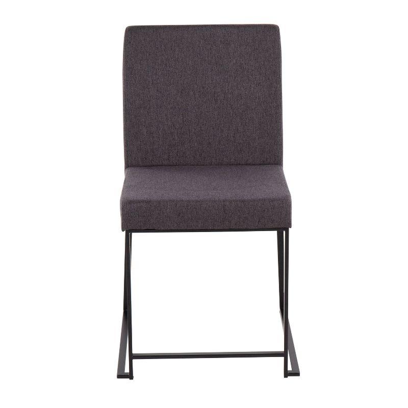 Set of 2 Highback Fuji Polyester/Steel Dining Chairs Black/Charcoal - LumiSource: Modern Kitchen & Room Seating, Foam Padded
