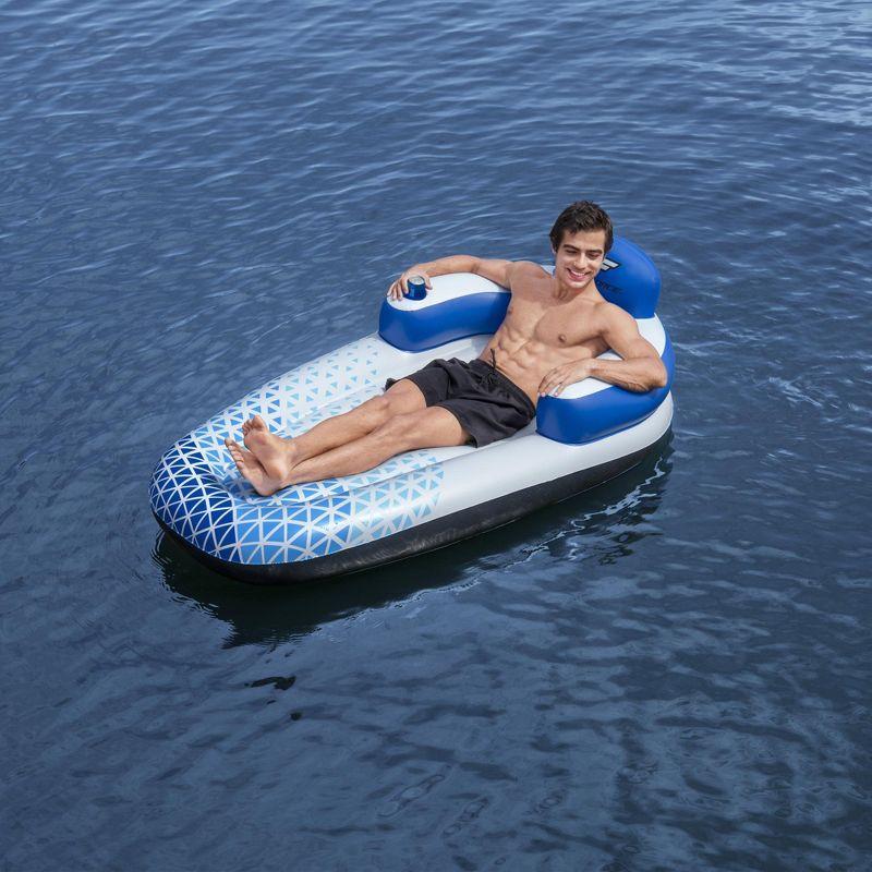 Bestway Bestway Hydro Force: Indigo Wave Pool Lounge 72" x 42"  - Inflatable Pool Accessory, Built-In Cupholder, Water Float