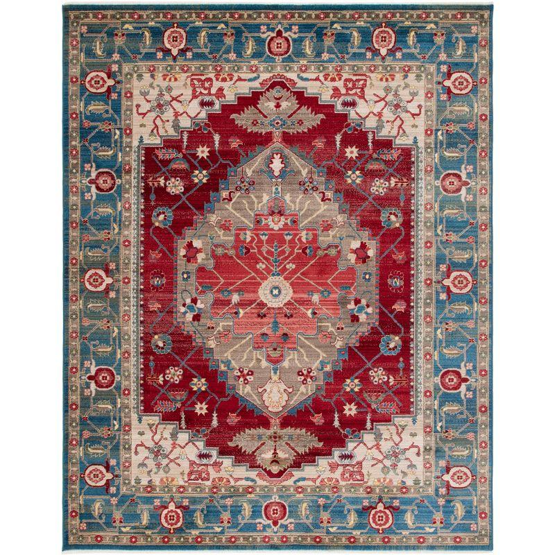 Elysian Red Floral 8' x 10' Hand-Knotted Synthetic Area Rug