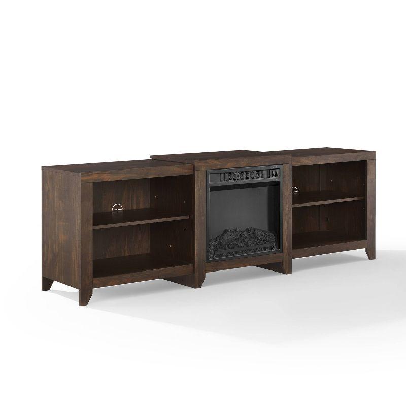 Dark Walnut Low-Profile Media Console with Electric Fireplace