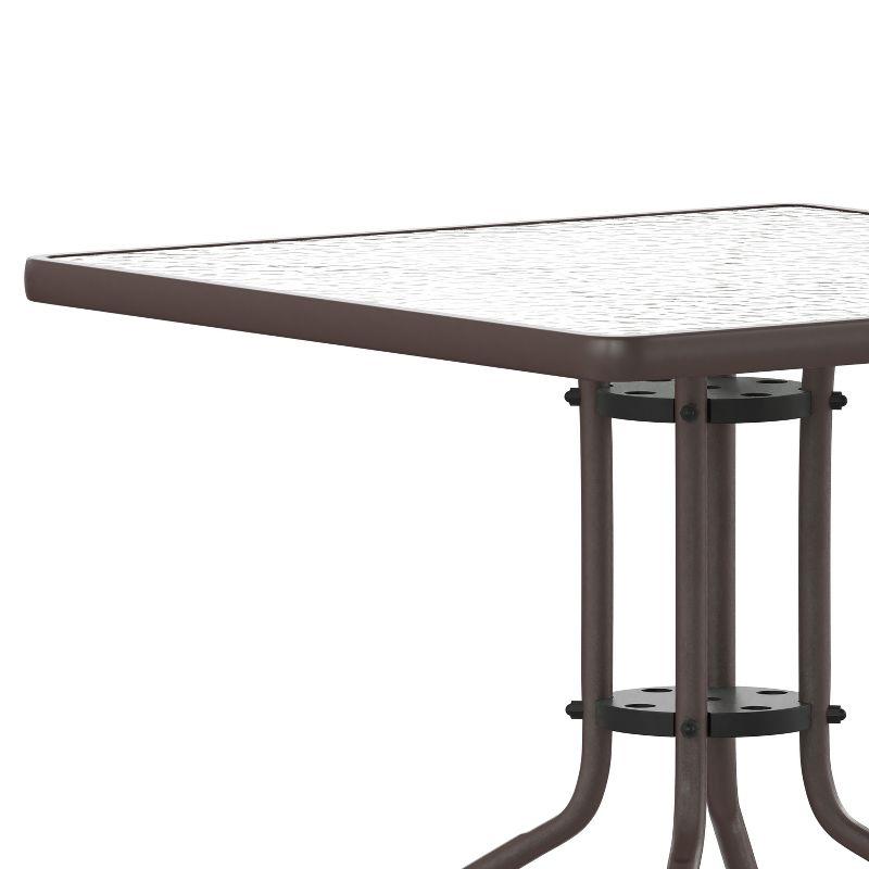 Emma and Oliver 31.5" Square Tempered Glass Metal Table with Smooth Ripple Design Top