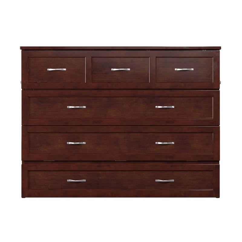 Full Deerfield Murphy Bed Chest with Charger Walnut - AFI: Bedroom Furniture, No Box Spring Needed