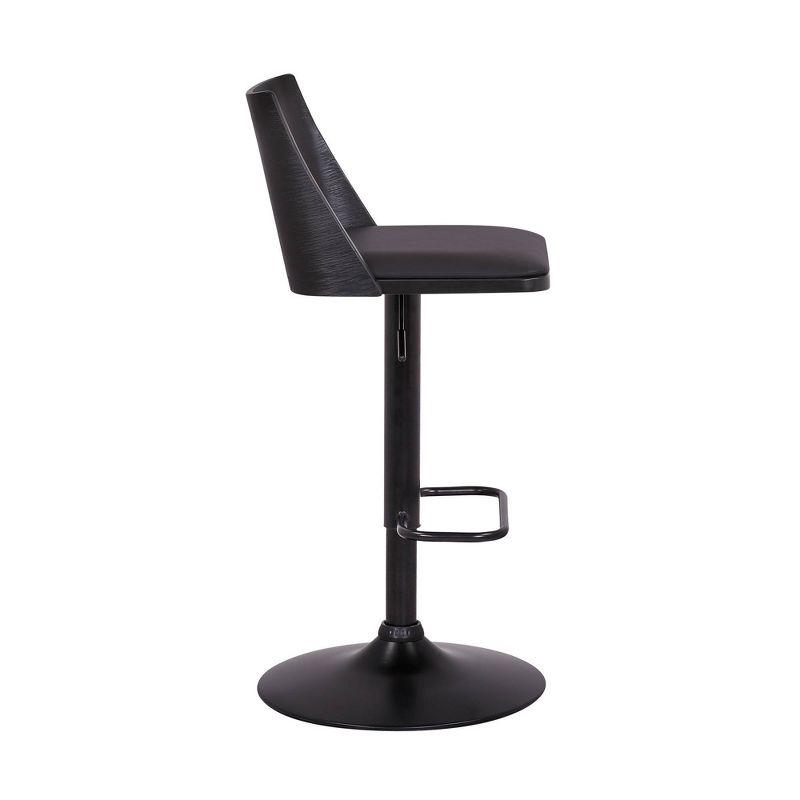 Armen Living Milan Adjustable Swivel Faux Leather Metal Barstool Black : Square Seat, Footrest, 250lb Capacity