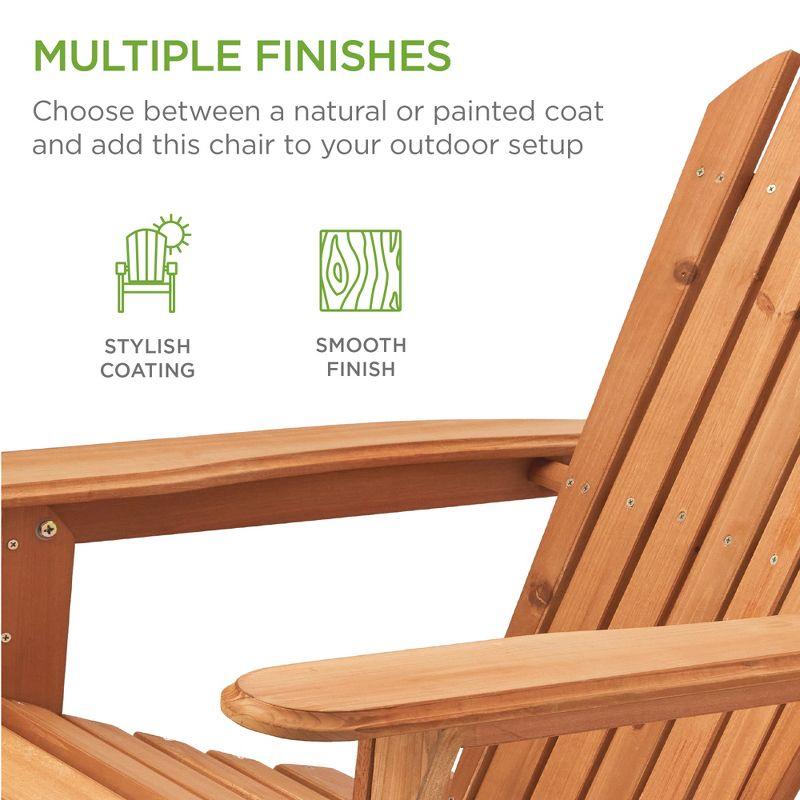 Best Choice Products Folding Adirondack Chair Outdoor, Wooden Accent Lounge Furniture w/ 350lb Capacity - Natural