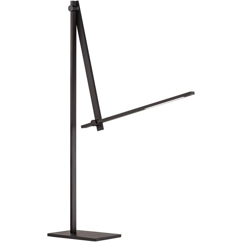 Possini Euro Design Barrett Modern Floor Lamp 53" Tall Anodized Black Metal LED Adjustable Touch On Off for Living Room Reading Bedroom Office House