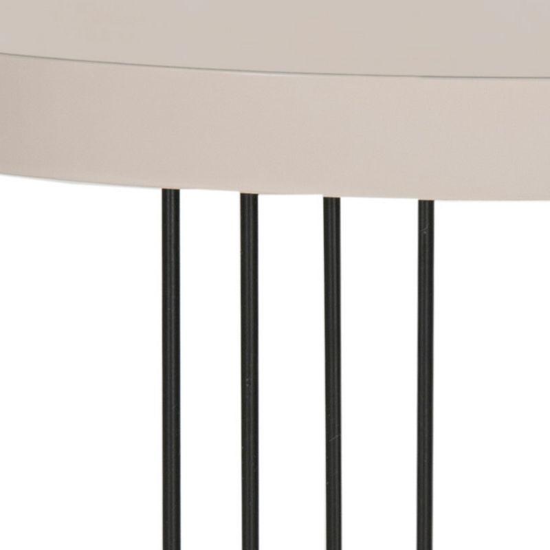 22" Beige and Black Round Wood Metal Side Table