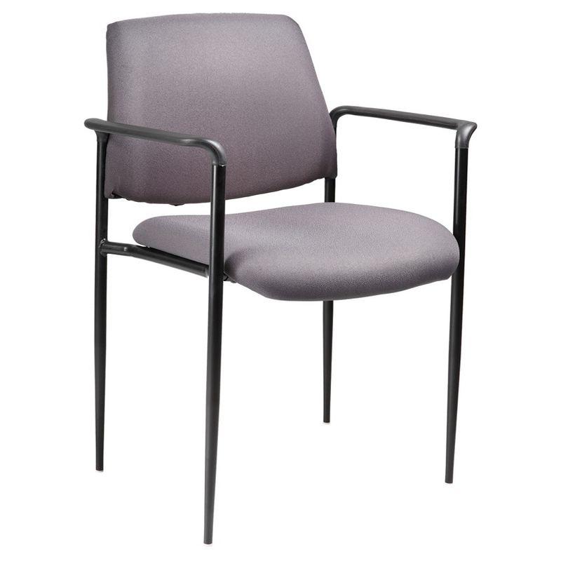 Modern Stacking Chair with Molded Arm Caps in Black and Gray