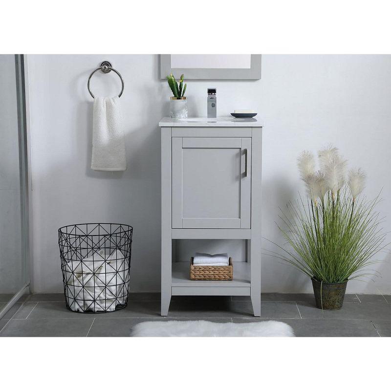 Gray 18" Single Bathroom Vanity with Quartz Top