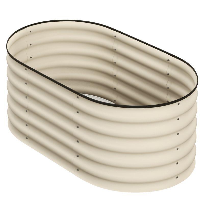 Outsunny Galvanized Raised Garden Bed Kit, Metal Planter Box with Safety Edging, 41.25" x 23.5" x 16.5", Cream
