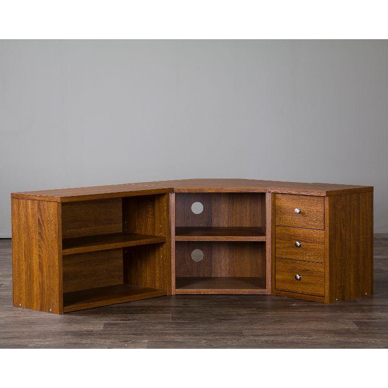 Baxton Studio Commodore TV Stand for TVs up to 55" Brown: Mid-Century Modern Entertainment Center, Media Console