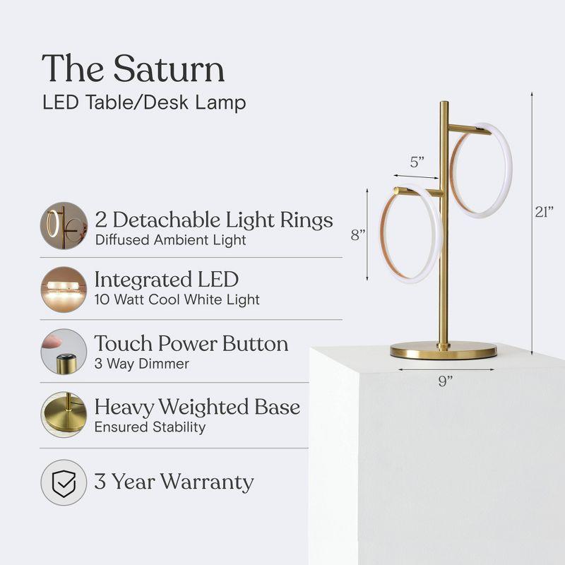 Saturn 21 in. Industrial Integrated LED Desk Table Lamp with Built-In 3-Way Dimmer