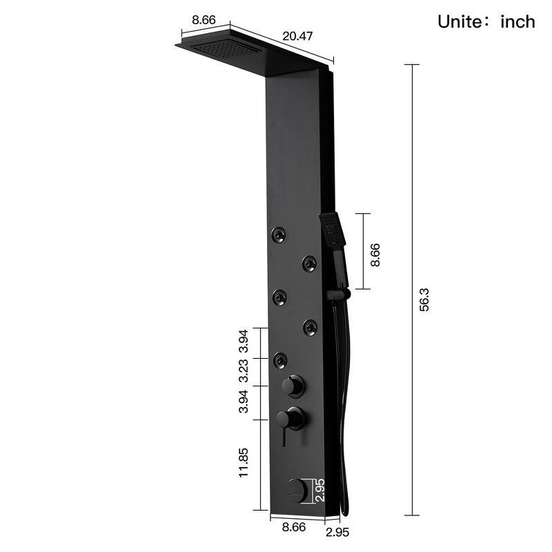 Matte Black Metal 4-Jet Rainfall Shower Panel System