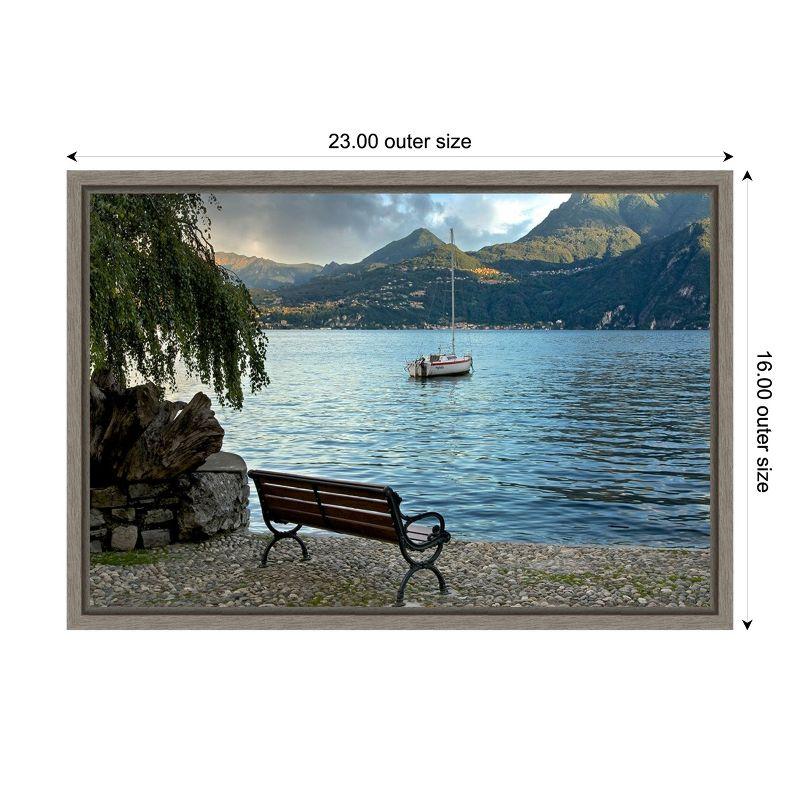 Amanti Art Lago Banco Sea Bench Italy by Alan Blaustein Canvas Wall Art Print Framed 23 x 16-in.