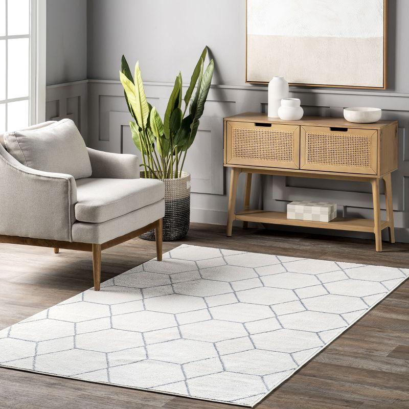 Nuloom Veronica Geometric 5x8 Indoor Area Rug for Living Room Bedroom Dining Room Kitchen, Blue/Ivory