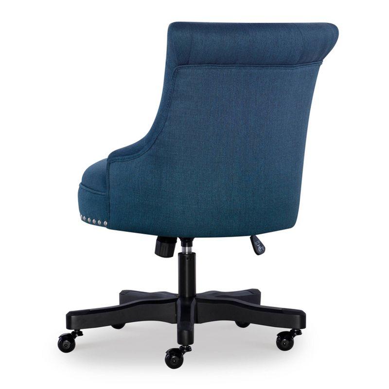 Sinclair Traditional Tufted Wood Base Swivel Azure Office Chair Blue - Linon